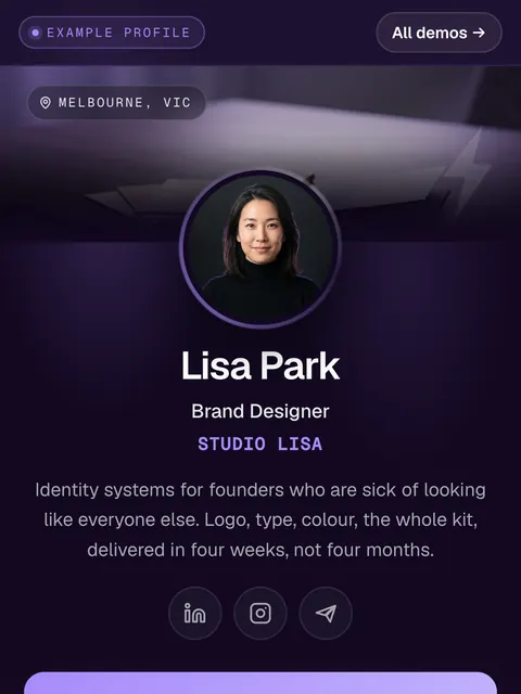 Example profile for Lisa Park, Brand Designer